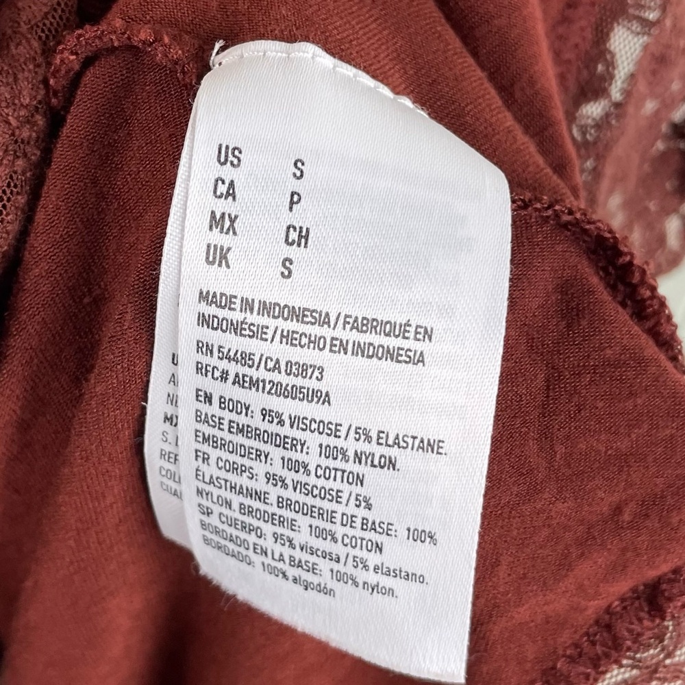 American Eagle Brown Lace Trapeze Swing Tank Top Size Small Bohemian Boho Y2K - Picture 4 of 6